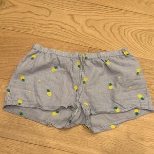 Striped Pajama Pineapple Print Shorts